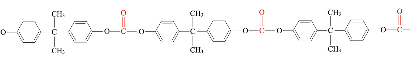 Ein Ausschnitt aus einem Polycarbonat-Molekül