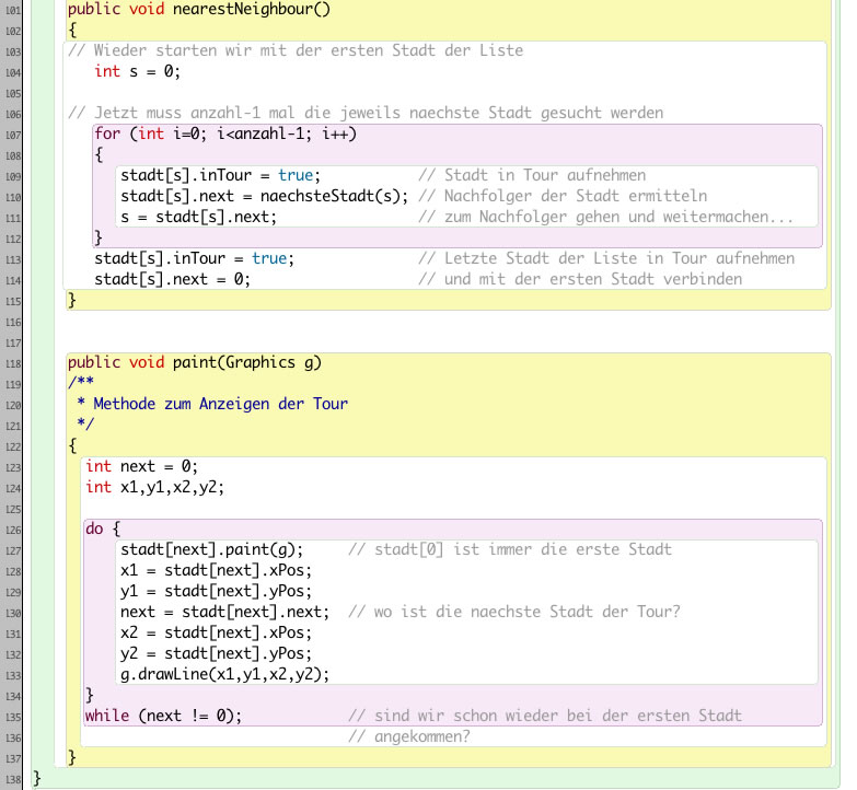 Quelltext der Klasse Stadt