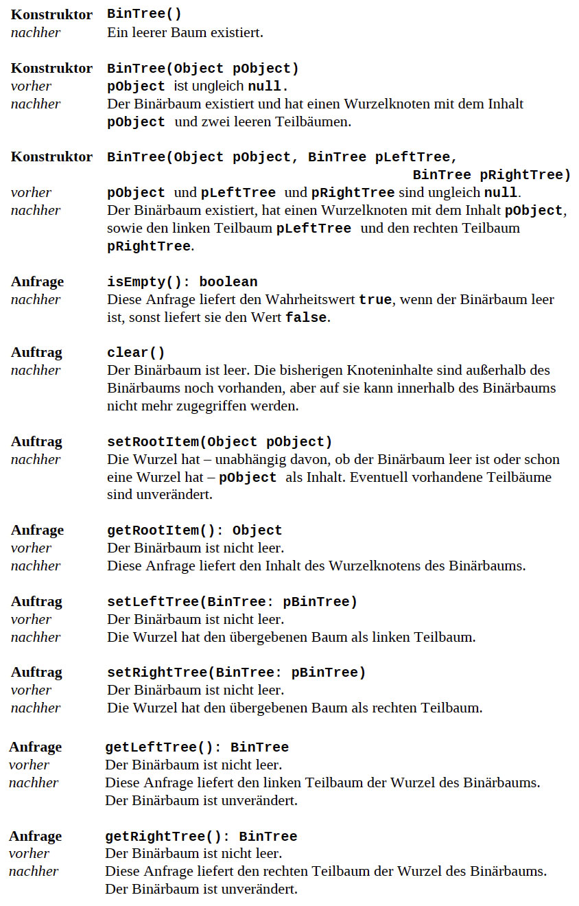 Dokumentation der Klasse BinTree aus dem Zentralabitur Informatik 2010 NRW