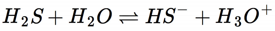 H2S + H2O <==> HS- + H3O+