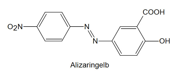 Strukturformel des Azofarbstoffs Alizaringelb