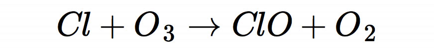 Bildung von Chlormonoxid: Cl + O3 ---> ClO + O2