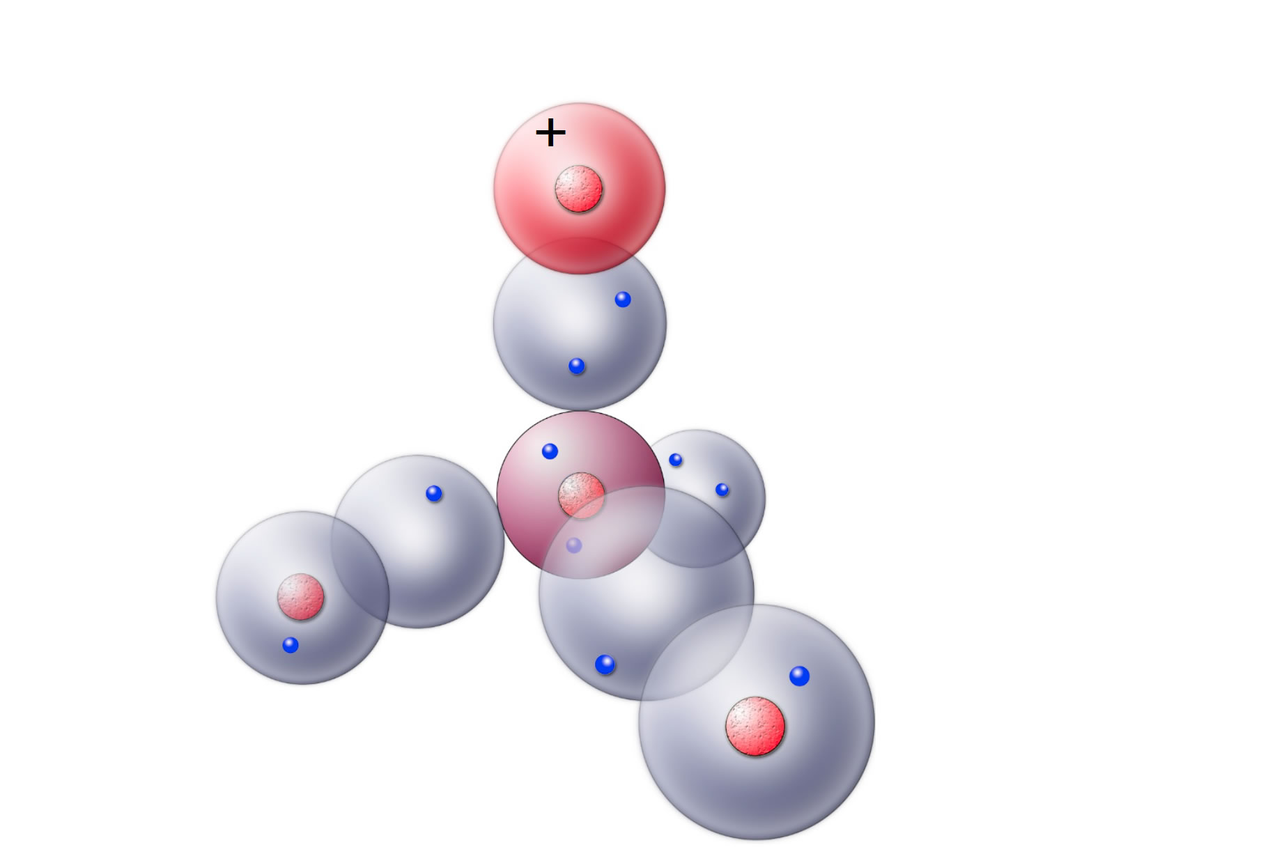 Ein Oxonium-Ion nach dem Kugelwolkenmodell
