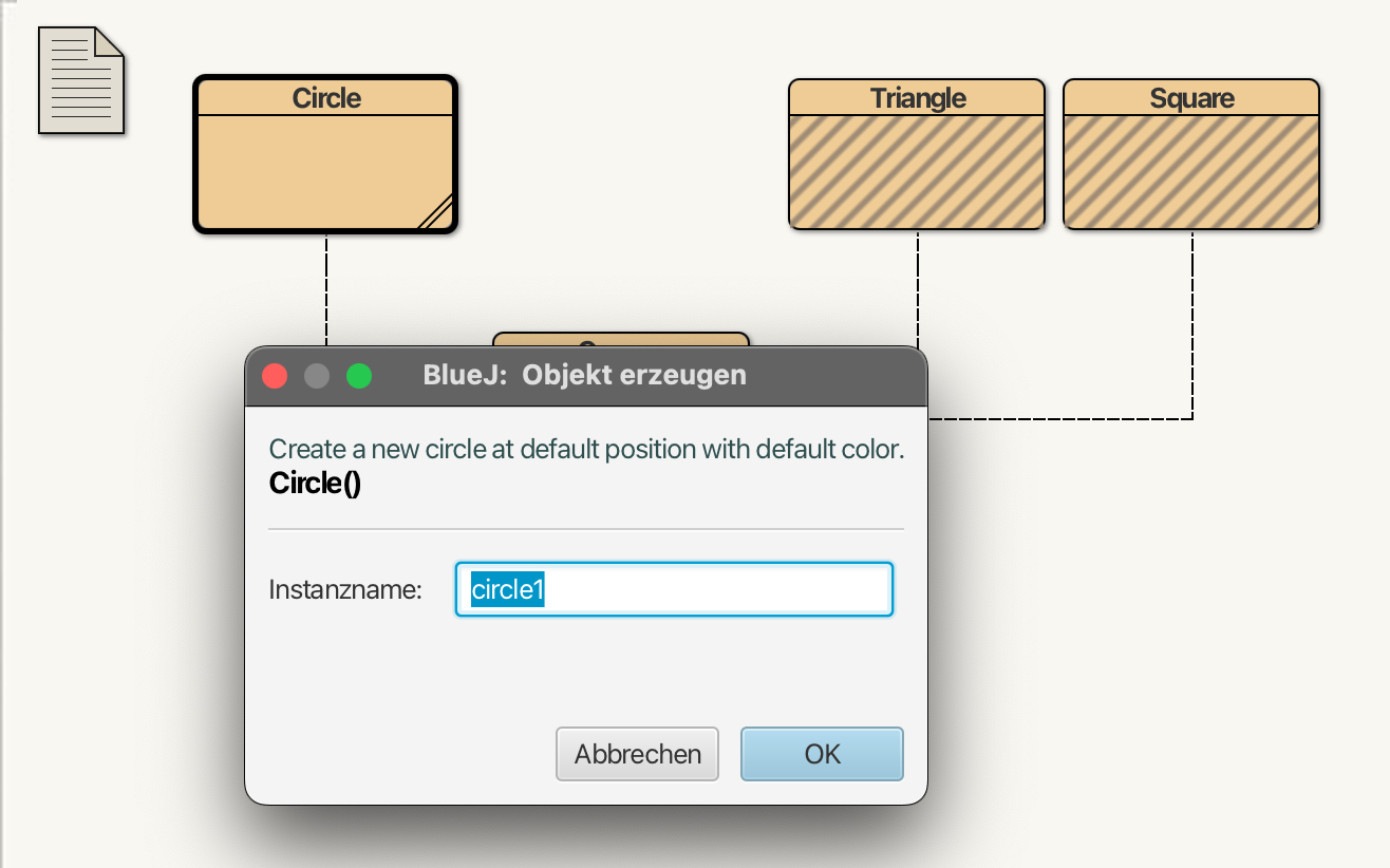 Dialogbox zum Eingeben des Objekt-Namens